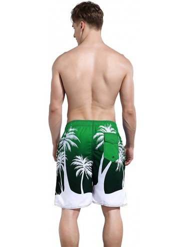 Trunks Men's Swim Trunks - Green Coconut Trees - C718THKXQO7 $16.57