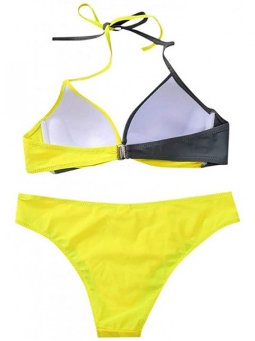 Bottoms Women's Swimsuit Sexy Padded Push-up Bra Bikini Set Two-piece Swimwear Beachwear - G-gray - C218T9X999T $12.72