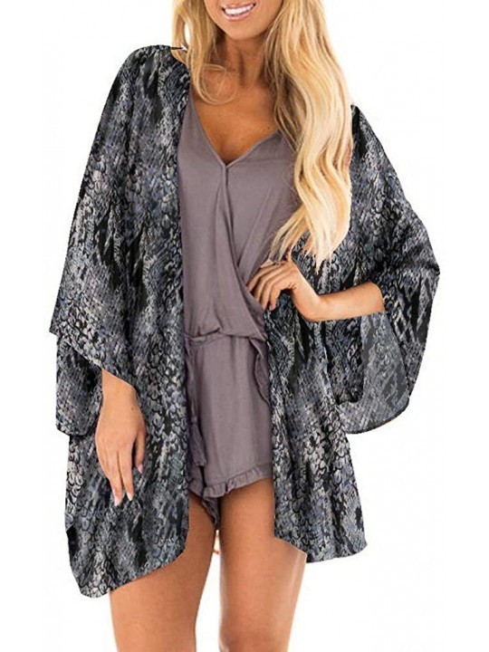 Cover-Ups Floral Cover Up Cardigan Loose Kimono for Women Casual Tops Blouse Capes - Black 03 - CN1967RCIZL $14.63