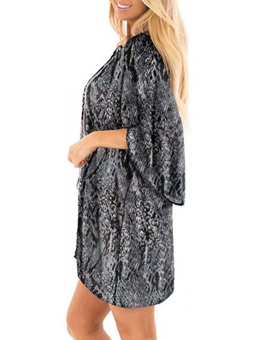 Cover-Ups Floral Cover Up Cardigan Loose Kimono for Women Casual Tops Blouse Capes - Black 03 - CN1967RCIZL $14.63