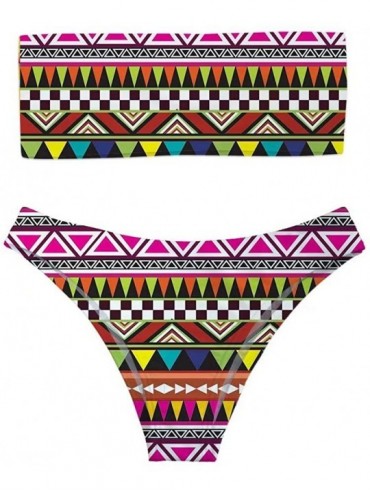 Sets Women's Sexy Summer Bandeau Bikini Set Removable Strap Wrap Padding 2 Piece Swimsuit Swimwear - Africa 1 - CO18RKXWLIE $...