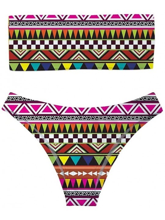 Sets Women's Sexy Summer Bandeau Bikini Set Removable Strap Wrap Padding 2 Piece Swimsuit Swimwear - Africa 1 - CO18RKXWLIE $...