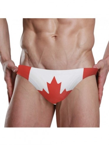 Briefs Men Swimwear Swim Bikini Briefs Barbados Flag Swimsuits Board Surf Shorts Trunks - Canadian Flag - CG18SSK3AN5 $19.47
