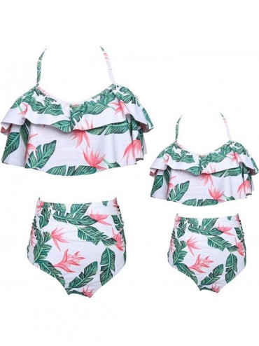 Racing Mommy and Me Matching Family Swimsuit Ruffle Women Swimwear Kids Children Toddler Bikini Bathing Suit Beachwear Sets -...