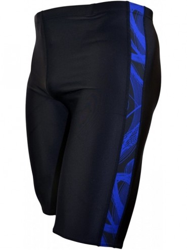 Racing Boys & Mens Extra Life Spandex Athletic Jammer Swimsuit Swim Shorts - Black/Blue - CV12MPS29HD $43.08