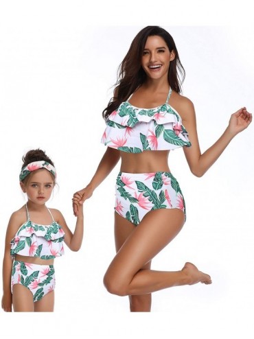 Racing Mommy and Me Matching Family Swimsuit Ruffle Women Swimwear Kids Children Toddler Bikini Bathing Suit Beachwear Sets -...