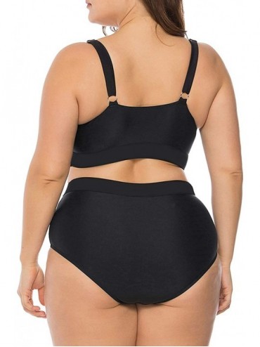 Sets Women's Plus Size Bikini Set Floral Print High Waisted Swimsuit Tummy Control 2 Pieces Bathing Suit - Atrous - CI18TN0US...