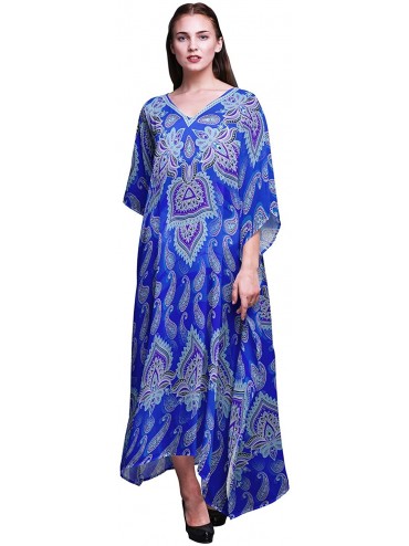 Cover-Ups Ladies Plus Size Kaftan Summer Wear Beach Coverup Kimono Caftan - Royal Blue2 - CF18RDGCGLU $52.75