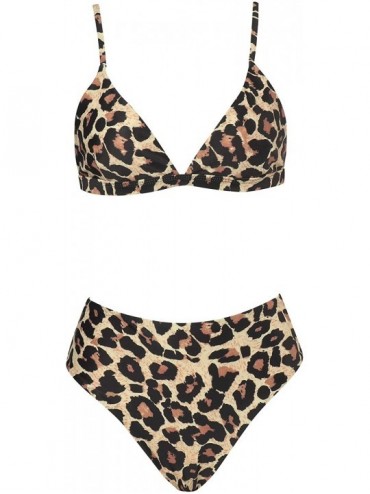 Sets Women Leopard Print High Waisted Cheeky Bikini Bottom 2 Piece Bathing Suit - Leopard-1 - CU18O8K8T9T $46.74