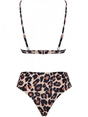 Sets Women Leopard Print High Waisted Cheeky Bikini Bottom 2 Piece Bathing Suit - Leopard-1 - CU18O8K8T9T $25.22
