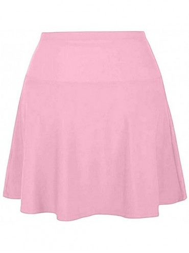 Bottoms Women's Skirted Bikini Bottom High Waisted Shirred Swim Bottom Ruffle Swim Skirt - Pink - CB18TTHL78S $13.90