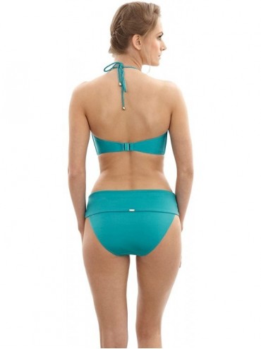 Tankinis Women's Marina Fold Bikini Bottom - Turquoise - CQ12DRXFK9J $17.27