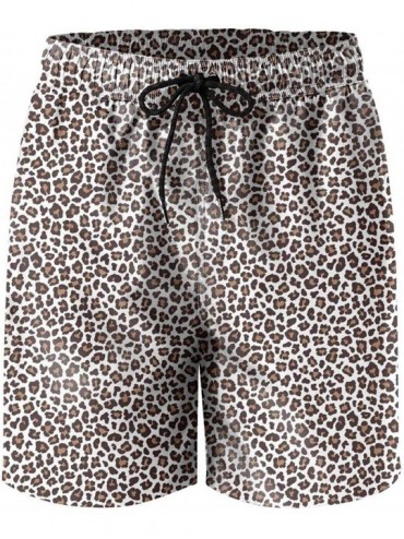 Trunks Brown Leopard Print Travel Vacation Beach Shorts for Men Stretch Swim Trunks - CX18WZ0DUK6 $59.51