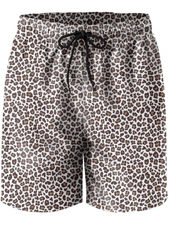 Trunks Brown Leopard Print Travel Vacation Beach Shorts for Men Stretch Swim Trunks - CX18WZ0DUK6 $38.37