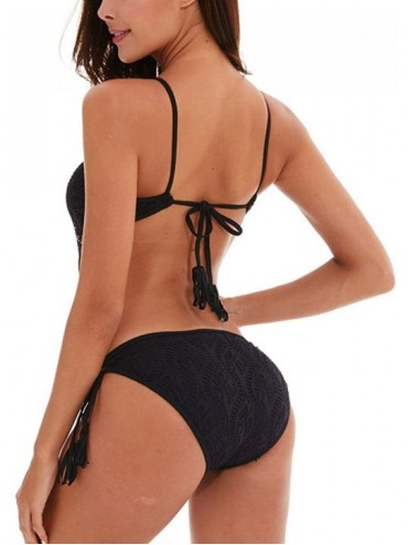 One-Pieces Women's Strappy Swimsuit Lace High Neck Cut Out Backless One Piece Bathing Suit - Black - CU193QLZR9N $19.96