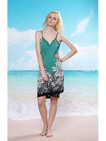 Cover-Ups Summer Floral Bikini Swimwear Cover Up Wrap Mini Beach Dress - 7335_turquoise - C118DN84WUT $15.96