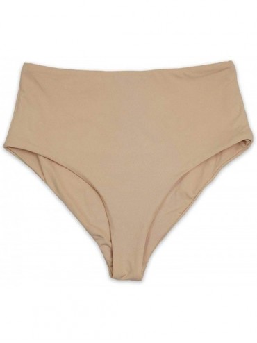 Bottoms Seamless Moderate Coverage High-Waist Bikini Bottom Bathing Swimsuit for Women - Blush - CS18QW2CYY4 $44.78
