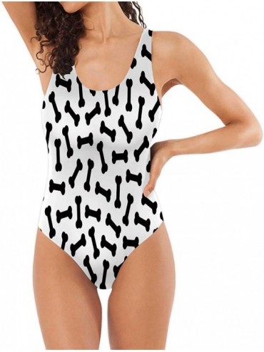 One-Pieces Vector Illustrative Portrait of Puppy Dog Women's One Piece Swimsuits Tummy Control for Water Dog S Multi 09 - CC1...
