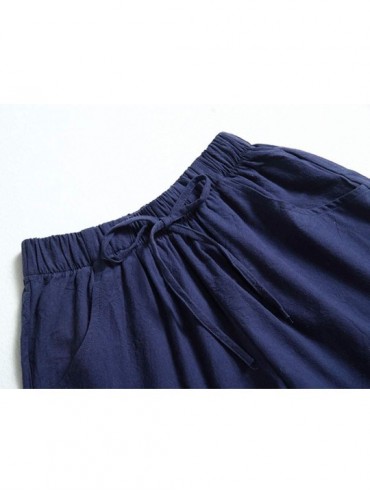 Board Shorts Pocketed Drawstring Loose Fit Shorts for Women Plus Size - Dark Blue - C8199N0DHQ4 $10.58