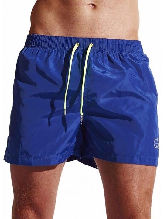 Trunks Men's Swimming Trunks Quick Dry Shorts Beach Swimwear with Pocket and Drawstring - Blue - CJ1803RWT6S $12.56
