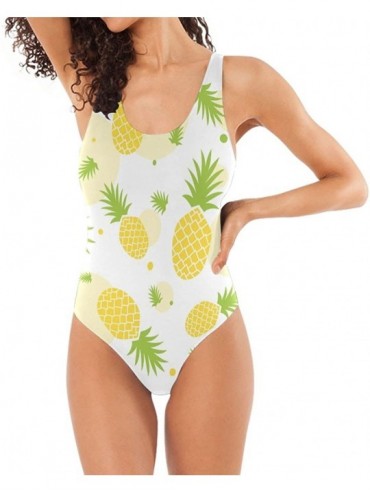 One-Pieces Leopard Patternone Piece Bathing Suits for Women Sexy Swimsuits - Pineapple02 - CS18E7ODSH4 $39.01