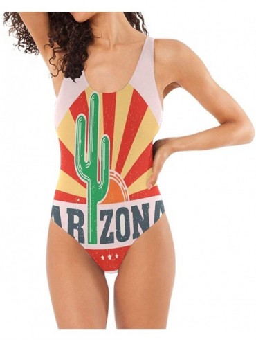 One-Pieces Womens 2019 Pop Art Style One Piece Monokini Swimsuit Sexy Backless Retro Bathing Suit Arizona Saguaro Cactus and ...