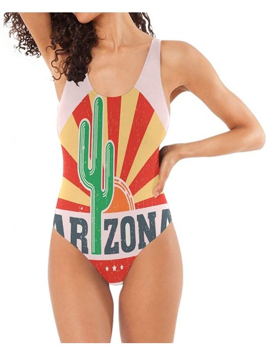 One-Pieces Womens 2019 Pop Art Style One Piece Monokini Swimsuit Sexy Backless Retro Bathing Suit Arizona Saguaro Cactus and ...