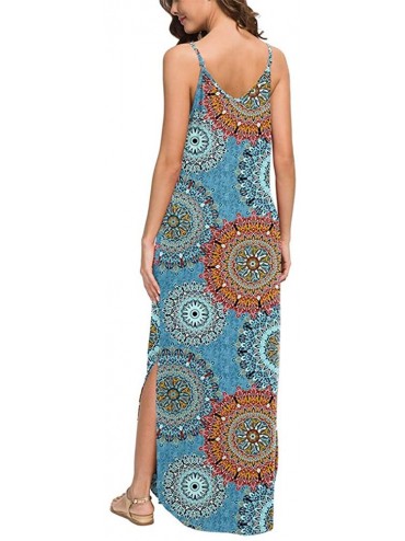 Cover-Ups Women Dresses-Women's Pocket Split Maxi Dress for Women Short Sleeve Casual Loose Boho Dresses Summer Long Dress - ...