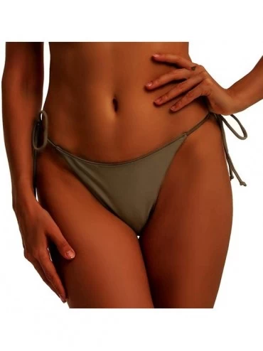 Tankinis Women's Sexy Halter Thong Bikini Bottom Micro String Tanning Bikini Bottom Swimsuit - Light Grey - CN190O2WXGE $22.59