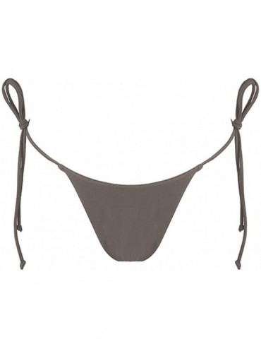 Tankinis Women's Sexy Halter Thong Bikini Bottom Micro String Tanning Bikini Bottom Swimsuit - Light Grey - CN190O2WXGE $13.30