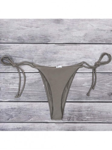 Tankinis Women's Sexy Halter Thong Bikini Bottom Micro String Tanning Bikini Bottom Swimsuit - Light Grey - CN190O2WXGE $13.30
