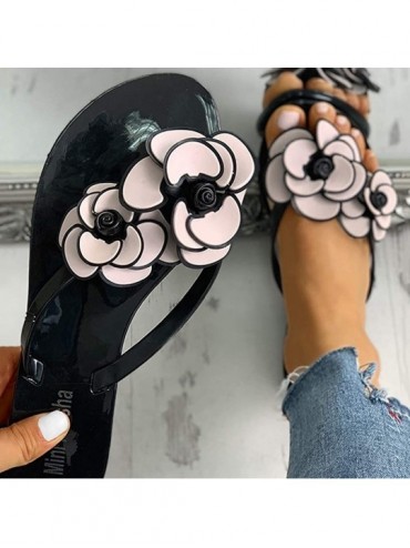 Cover-Ups Sandals for Women Platform Women's Casual Flower Slip On Platform Sandals Open Toe Summer Flat Beach Sandals Black ...