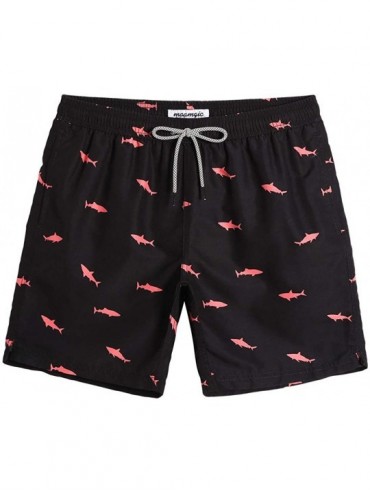 Trunks Mens Swim Trunks Quick Dry Swim Shorts with Mesh Lining Funny Swimwear Bathing Suits - Black Shark - CF194THXQ60 $38.54