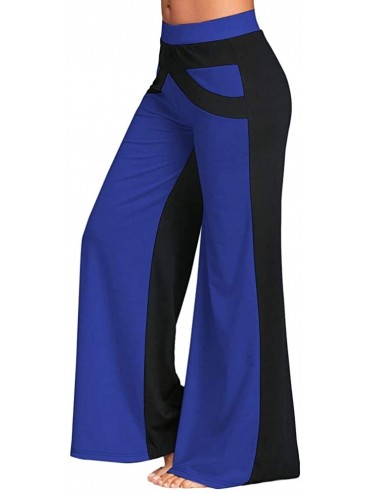 Racing 2020 Women High Waist Vintage Pants Loose Striped Cotton Long Wide Leg Lounge Trousers by-NWEONESUN - Blue - CG18LS4RD...