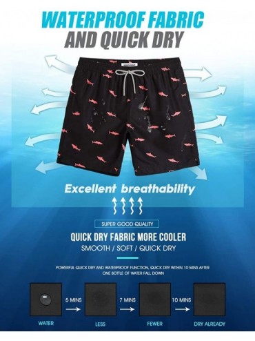 Trunks Mens Swim Trunks Quick Dry Swim Shorts with Mesh Lining Funny Swimwear Bathing Suits - Black Shark - CF194THXQ60 $17.02