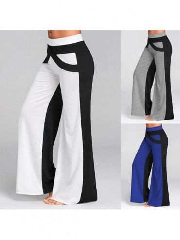 Racing 2020 Women High Waist Vintage Pants Loose Striped Cotton Long Wide Leg Lounge Trousers by-NWEONESUN - Blue - CG18LS4RD...