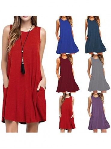 Cover-Ups Dresses for Women Casual Fall-Women's Sleeveless Lace Tunic Dress Plus Size Swing Dress T Shirt Dress with Pockets ...