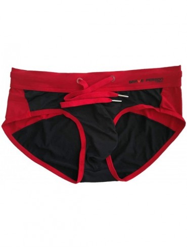 Trunks Men's Sexy Color Matching Beach Swimwear Sport Shorts Swim Briefs B1135 - Black - CC12GACV16J $22.73
