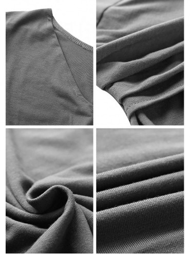 Cover-Ups Women's Wrap V Neck Cap Half Sleeve Vintage Casual Work Party Tea Swing Dress - Grey - CR198Q98UU9 $16.24