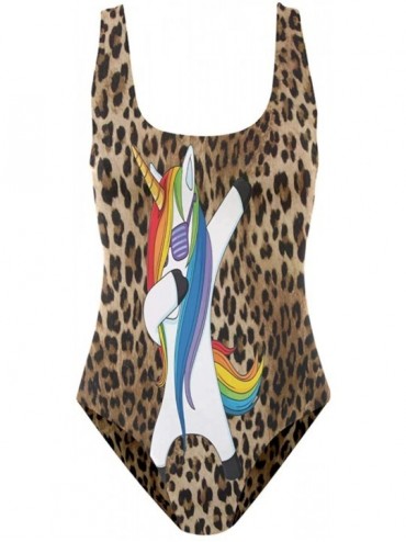 One-Pieces Swimsuits Rainbow Unicorn Dab Leopard Print One Piece Bikini Swimwear Sexy Bathing Suits for Women Girls - CE190O6...