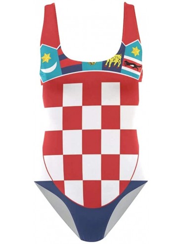 One-Pieces Womens Swimsuits Colombian Flag One Piece Tankini Girls Monokini - Croatian Flag - C118R2MCCIN $22.21