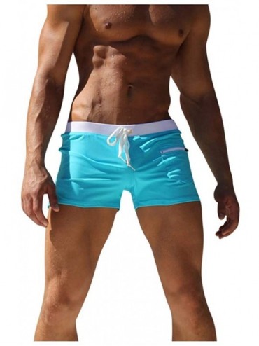 Rash Guards Men's swim trunks Quick Dry Slim Sexy Bodybuild beach Shorts for Outdoor Recreation - Sky Blue - CK194XN20XO $12.66