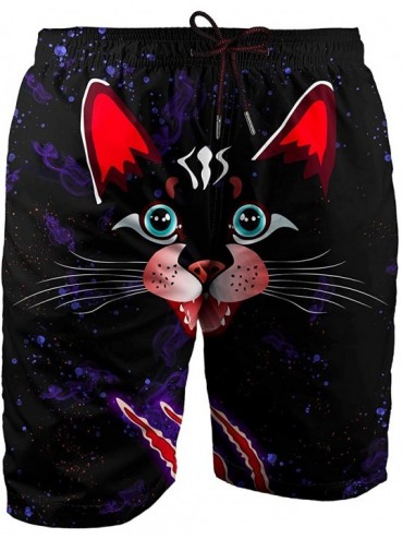 Trunks Men's Swim Trunks Bathing Shorts with 3D Print Deisgn Quick Dry Boards with Mesh Lining About Knee - Anime Cat - CB18R...