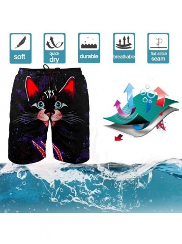 Trunks Men's Swim Trunks Bathing Shorts with 3D Print Deisgn Quick Dry Boards with Mesh Lining About Knee - Anime Cat - CB18R...