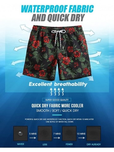 Trunks 7" Swim Shorts Mens Quick Dry Swim Trunks with Mesh Lining Teen Funny Print Swimwear Swimsuit - 3 Summer Floral - CE18...