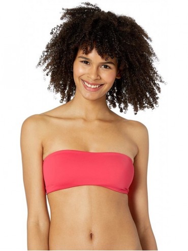 Tops Women's Bandeau Swimsuit Bikini Top - Hot Coral - CC18Q8S4ZYD $58.90