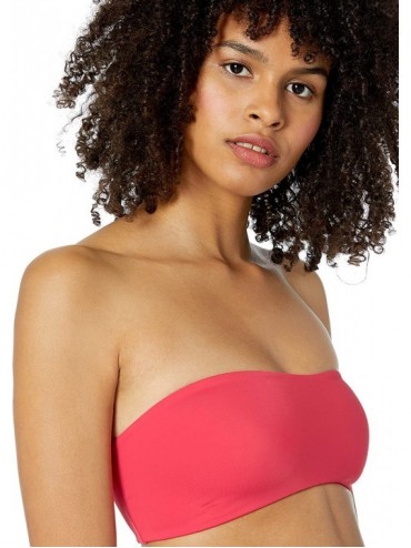 Tops Women's Bandeau Swimsuit Bikini Top - Hot Coral - CC18Q8S4ZYD $28.24