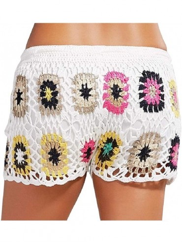 Cover-Ups Womens Beach Up High Waisted Pants Thong Swimsuit Out Crochet Hollow Sexy Mesh Cover - S1-white - C119COY7SME $12.22