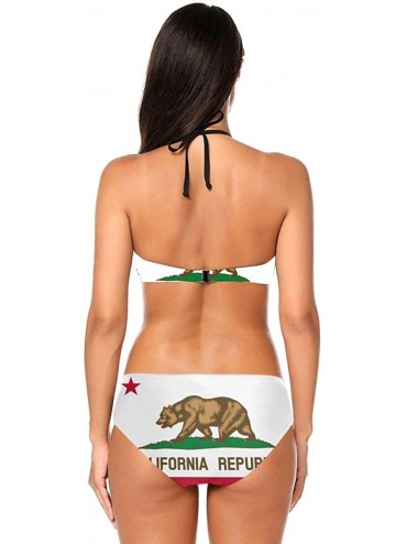 Sets Unite States Flag Womens Sexy Bikini Set Halter Swiming Suit - California State - C21960TT4QU $23.78