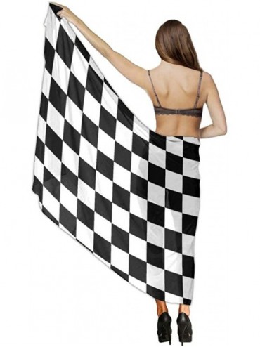 Cover-Ups Women Fashion Shawl Wrap Summer Vacation Beach Towels Swimsuit Cover Up - Race Waving Checkered Flag - C2190TSXYYG ...